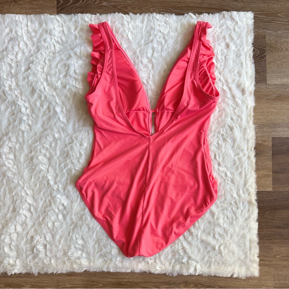 Kate Spade New York Deep Plunge One-Piece Bright Peony Women's Size XL - Picture 2 of 8